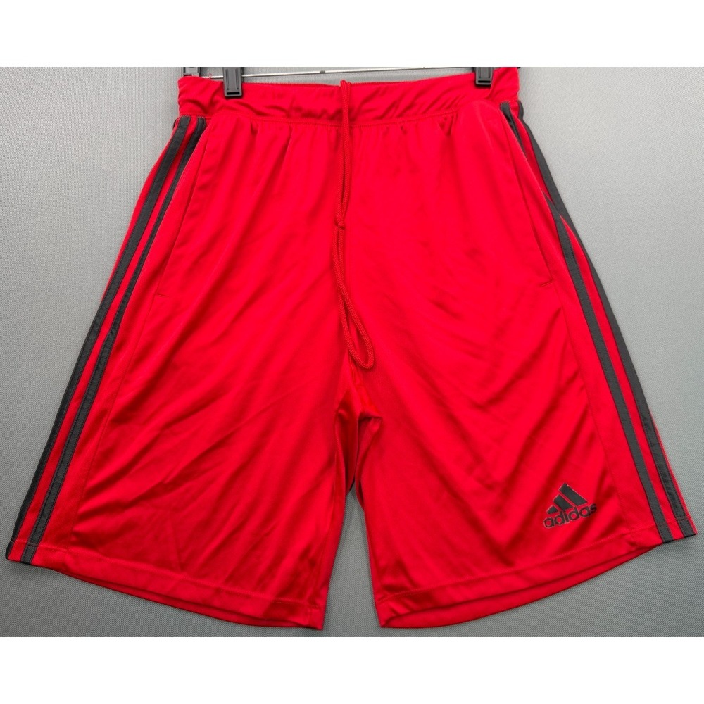 Adidas Climalite 3-Stripes Gym Basketball Shorts Red Black BR1464 | Men's Medium